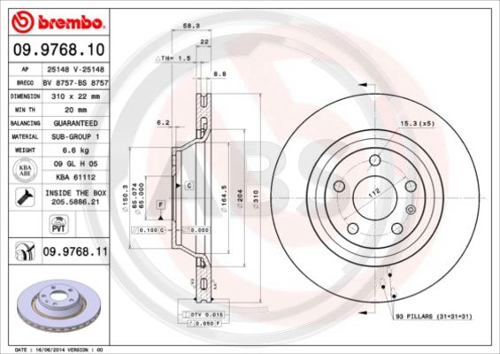 A.B.S. 09.9768.11 Bremsscheibe