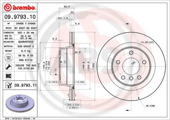 A.B.S. 09.9793.11 Bremsscheibe