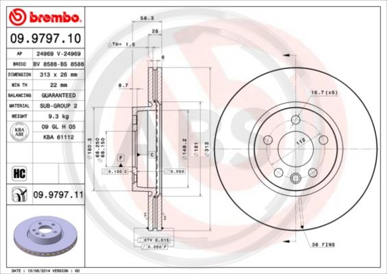 A.B.S. 09.9797.11 Bremsscheibe