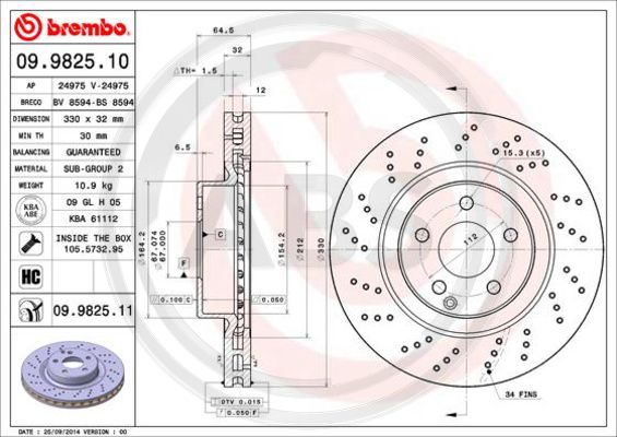 A.B.S. 09.9825.11 Bremsscheibe