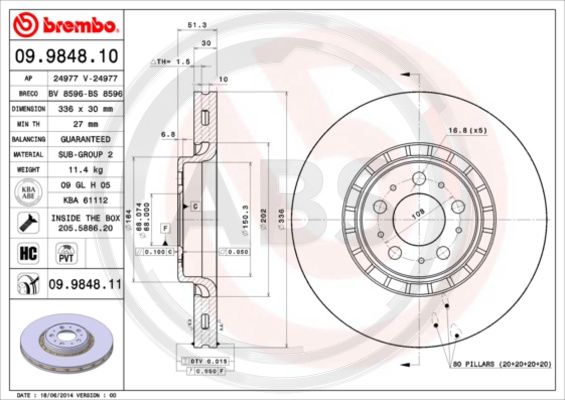 A.B.S. 09.9848.11 Bremsscheibe