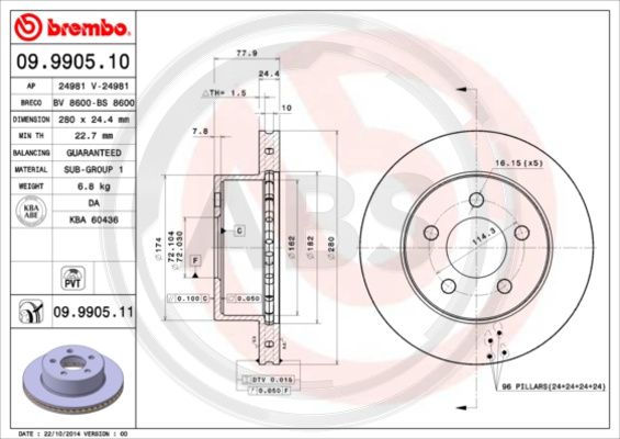 A.B.S. 09.9905.11 Bremsscheibe