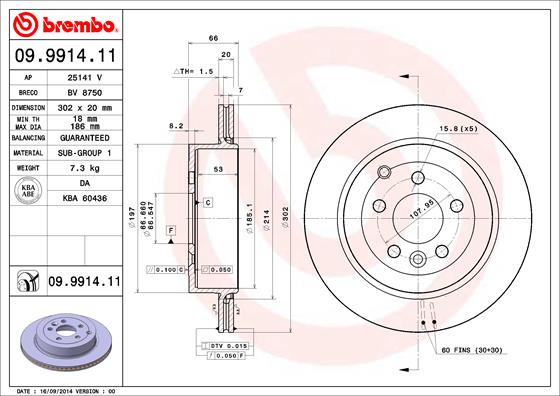 A.B.S. 09.9914.11 BREMBO COATED DISC LINE Bremsscheibe