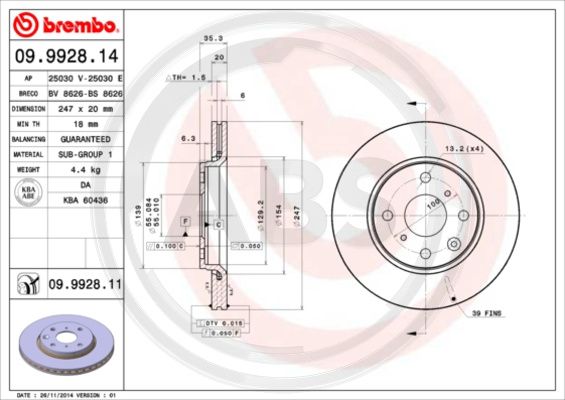 A.B.S. 09.9928.11 Bremsscheibe