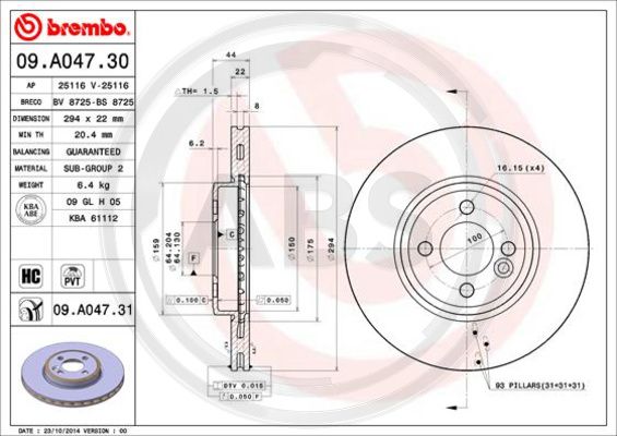 A.B.S. 09.A047.31 Bremsscheibe