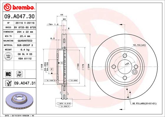 A.B.S. 09.A047.31 BREMBO COATED DISC LINE Bremsscheibe