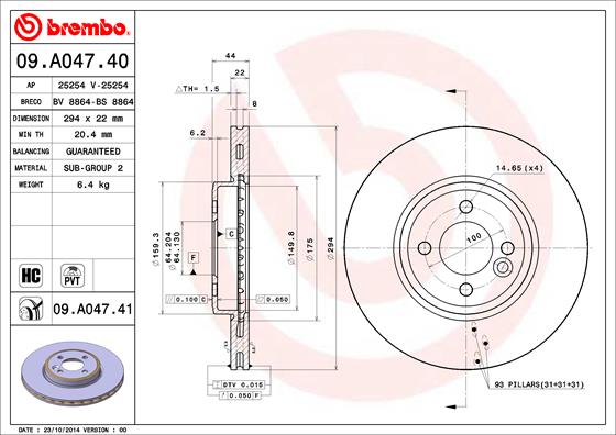 A.B.S. 09.A047.41 BREMBO COATED DISC LINE Bremsscheibe