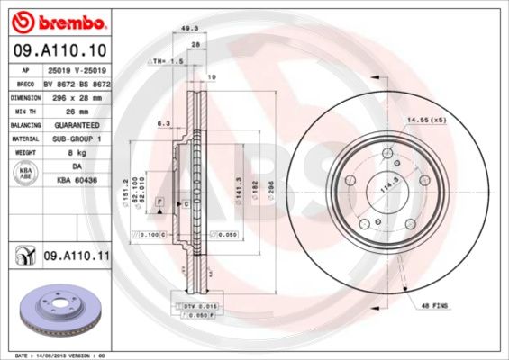 A.B.S. 09.A110.11 Bremsscheibe