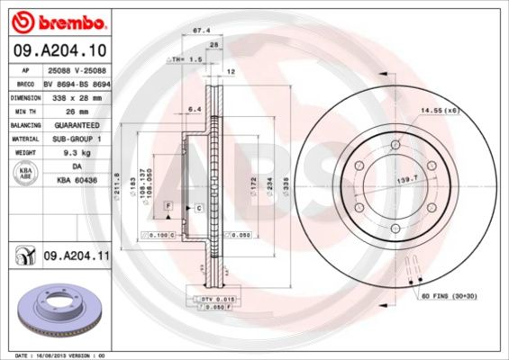 A.B.S. 09.A204.11 Bremsscheibe