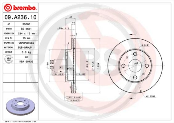 A.B.S. 09.A236.11 Bremsscheibe