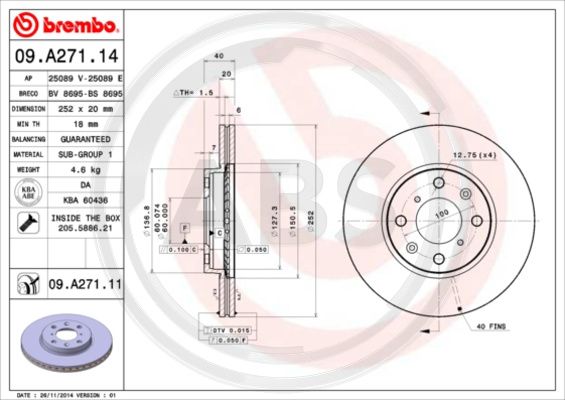 A.B.S. 09.A271.11 Bremsscheibe