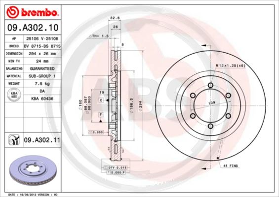 A.B.S. 09.A302.11 Bremsscheibe