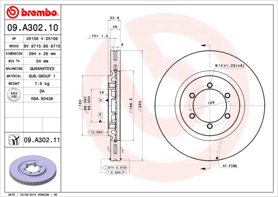 A.B.S. 09.A302.11 BREMBO COATED DISC LINE Bremsscheibe