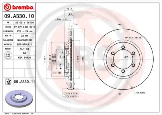 A.B.S. 09.A330.11 Bremsscheibe