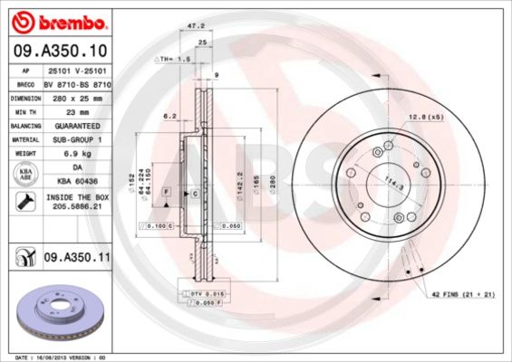 A.B.S. 09.A350.11 Bremsscheibe