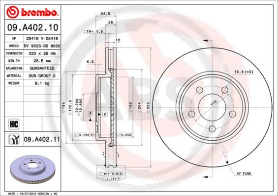 A.B.S. 09.A402.11 Bremsscheibe