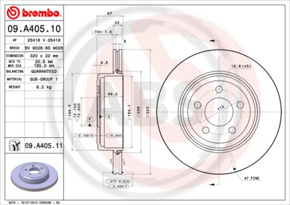 A.B.S. 09.A405.11 Bremsscheibe