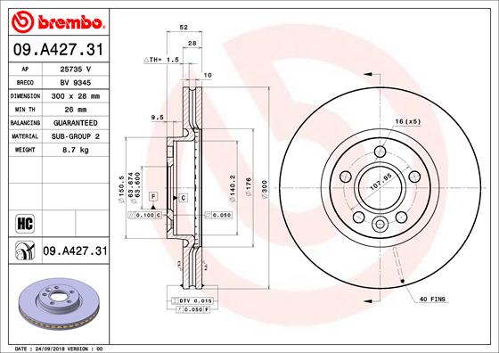 A.B.S. 09.A427.31 BREMBO COATED DISC LINE Bremsscheibe