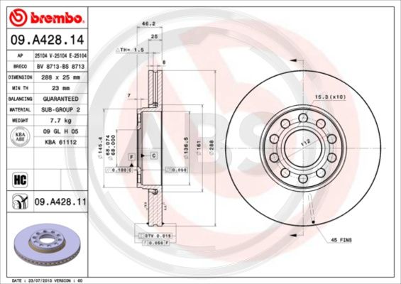 A.B.S. 09.A428.11 Bremsscheibe