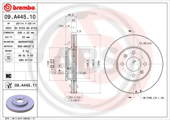 A.B.S. 09.A445.11 Bremsscheibe