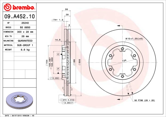 A.B.S. 09.A452.10 BREMBO Bremsscheibe
