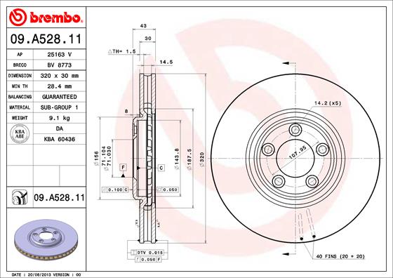 A.B.S. 09.A528.11 BREMBO COATED DISC LINE Bremsscheibe