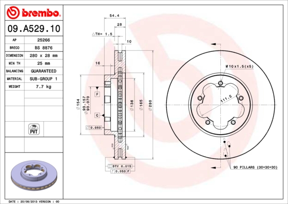 A.B.S. 09.A529.10 BREMBO Bremsscheibe