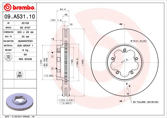 A.B.S. 09.A531.10 BREMBO Bremsscheibe