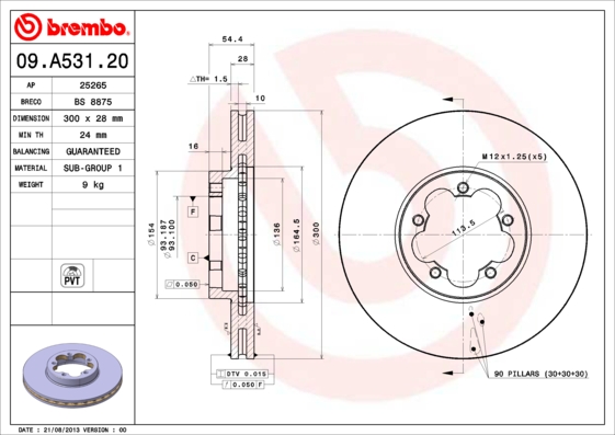 A.B.S. 09.A531.20 BREMBO Bremsscheibe