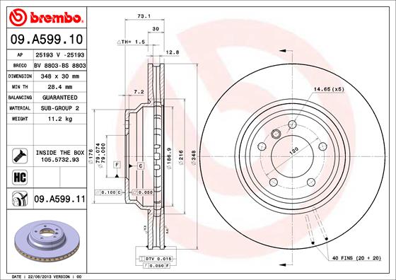 A.B.S. 09.A599.11 BREMBO COATED DISC LINE Bremsscheibe