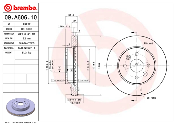 A.B.S. 09.A606.10 BREMBO Bremsscheibe