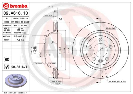 A.B.S. 09.A616.11 Bremsscheibe