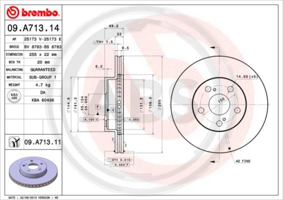 A.B.S. 09.A713.11 Bremsscheibe