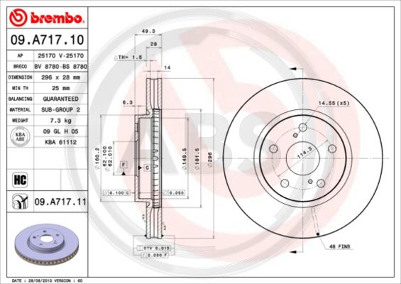 A.B.S. 09.A717.11 Bremsscheibe