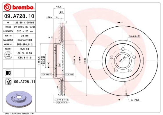 A.B.S. 09.A728.11 BREMBO COATED DISC LINE Bremsscheibe