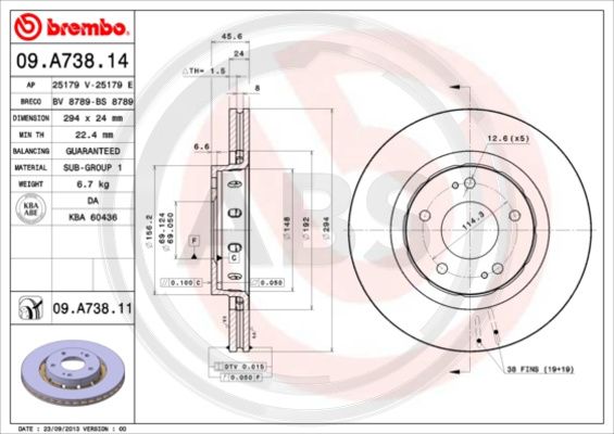 A.B.S. 09.A738.11 Bremsscheibe