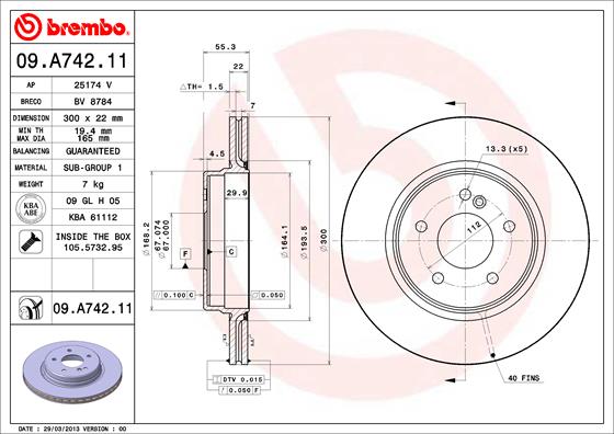 A.B.S. 09.A742.11 BREMBO COATED DISC LINE Bremsscheibe
