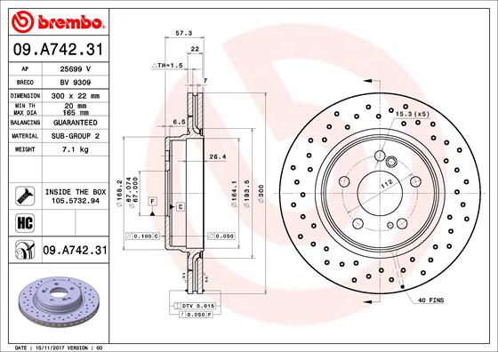 A.B.S. 09.A742.31 BREMBO Bremsscheibe