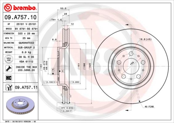 A.B.S. 09.A757.11 Bremsscheibe