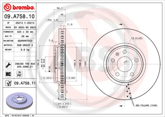 A.B.S. 09.A758.11 Bremsscheibe