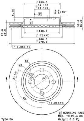 A.B.S. 09.A761.11 BREMBO COATED DISC LINE Bremsscheibe
