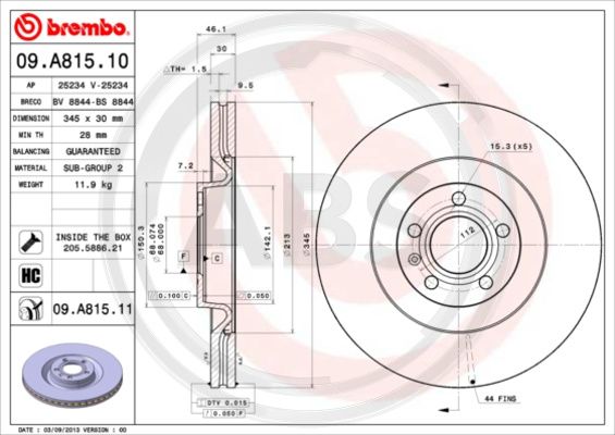 A.B.S. 09.A815.11 Bremsscheibe