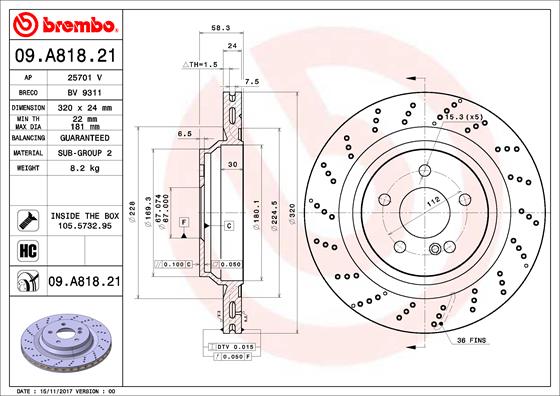 A.B.S. 09.A818.21 BREMBO Bremsscheibe