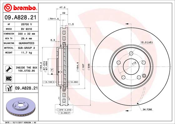 A.B.S. 09.A828.21 BREMBO Bremsscheibe