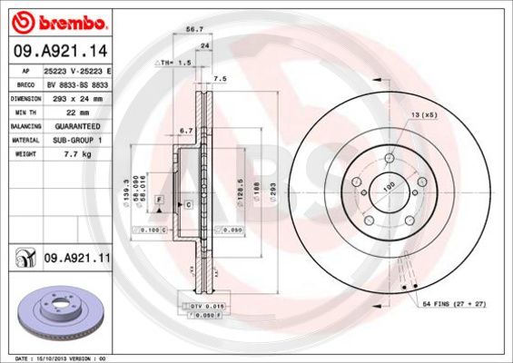 A.B.S. 09.A921.11 Bremsscheibe