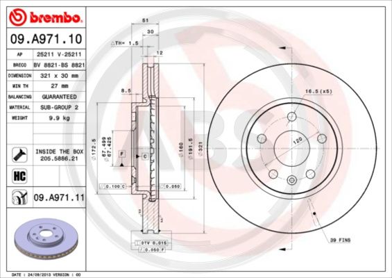 A.B.S. 09.A971.11 Bremsscheibe