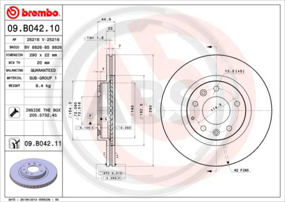 A.B.S. 09.B042.11 Bremsscheibe