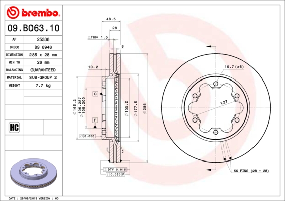 A.B.S. 09.B063.10 BREMBO Bremsscheibe