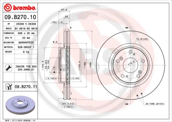 A.B.S. 09.B270.11 Bremsscheibe