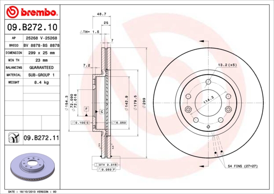 A.B.S. 09.B272.10 BREMBO Bremsscheibe